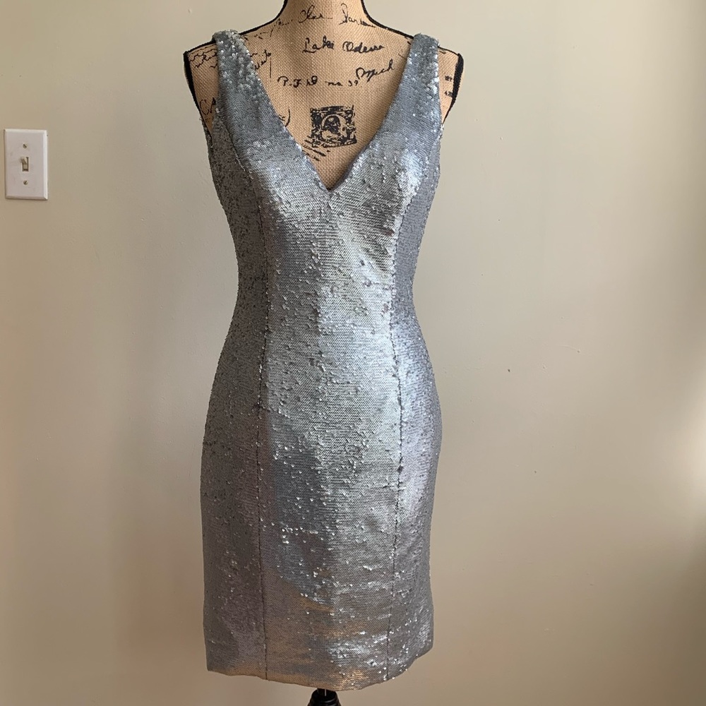 Allure Bridals silver sequin dress size 10